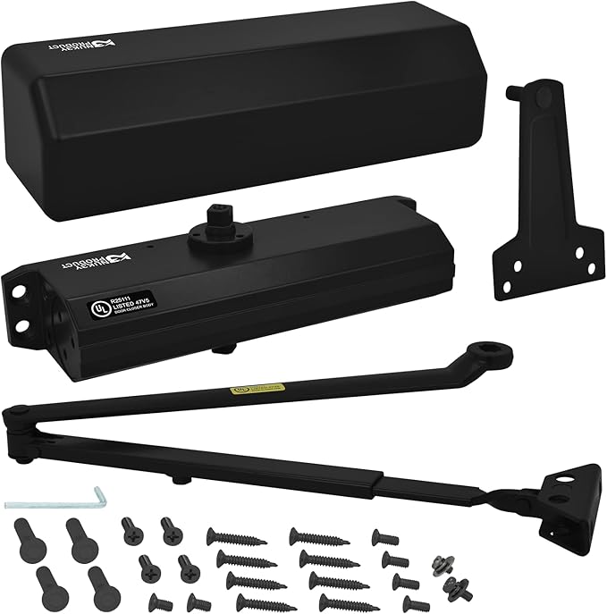 Nuk3y 9000 Series Grade 1 Heavy Duty Door Closer, Multi-Mount, Adjustable Size 1-6, ADA Compliant, UL Listed, Black