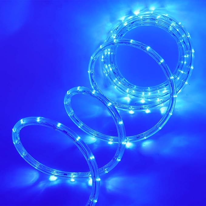 30ft 2-Wire Waterproof LED Rope Light Kit,110V-120V PVC 30 LED/M Tube Lights Strip for Background, Outdoor, Christmas, Home Decoration(Blue)