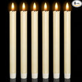 Wondise Ivory Flameless Taper Candles with Timer, 6 Pack Battery Operated LED Flickering 3D Flame Real Wax Candle, Halloween Christmas Thanksgiving Fireplace Decorations