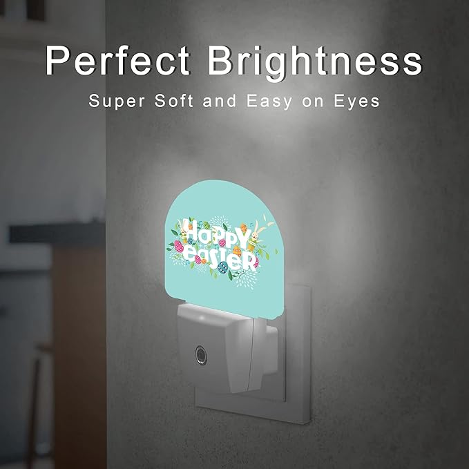 Happy Easter Night Light,Eggs Night Lights Plug into Wall, Dusk to Dawn Sensor LED Lamp 0.5W for Boyfriend/Girlfriend Gifts Decorations Room 0.5W Sleep Friendly