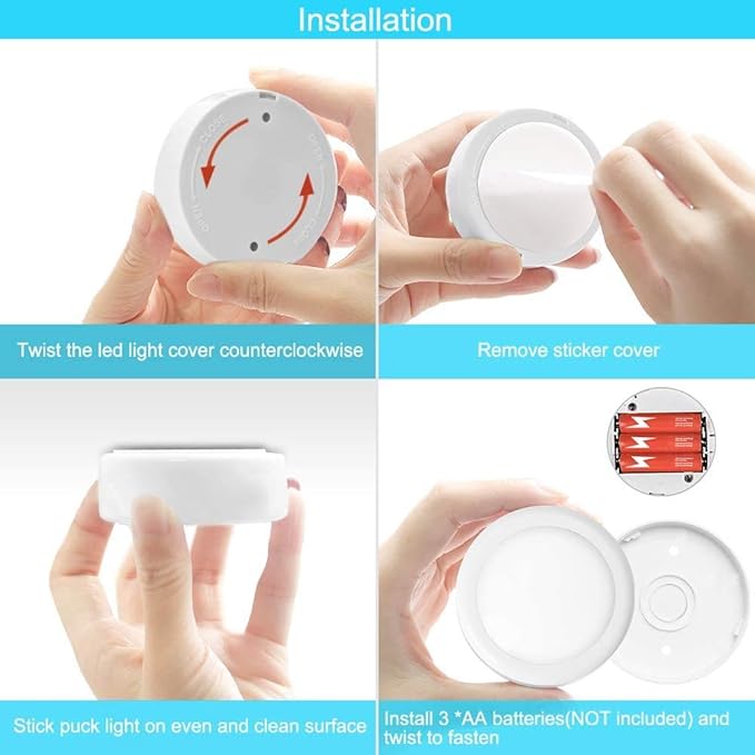 Cadrim Puck Lights, 13 Colors Changeable LED Puck Lightings, Battery Powered Dimmable Under Cabinet Lights, Battery Operated Lights with 1 Remote Controls for Kitchen(3 Pack)