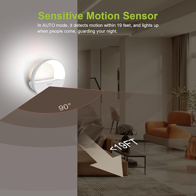 Rechargeable Motion Sensor Night Light, Battery Night Lights LED Cool White Magnetic Stick-on Motion Sensored Hallway Light, with Dusk to Dawn Sensor for Stair, Wall, Bedroom, Bathroom(6 Pack)