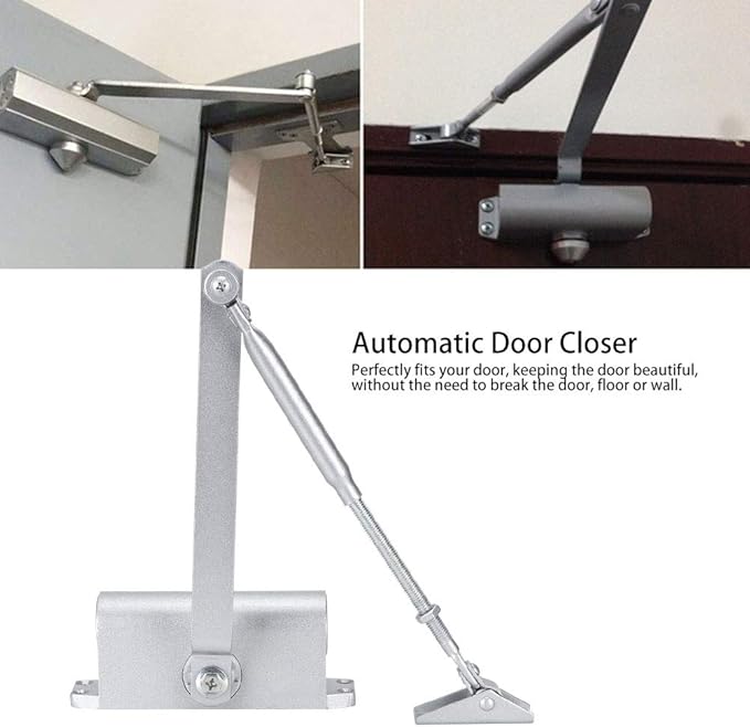 Home Adjustable Automatic Door Closer, Hydraulic Door Closer with 90 Degree Positioning, Heavy Duty Cast Aluminum and Steel Construction, Double Speed Adjustment for Closing