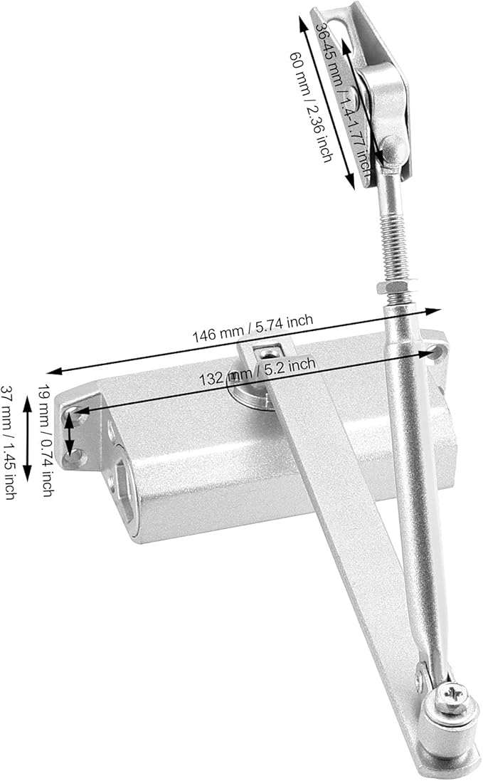 FUNSUEI 2 PCS Size 2 Automatic Door Closer,Adjustable Closing Speed Door Closer with Hold Open for 55-99 Lbs Door for Residential and Light Commercial Doors, Easy Mount