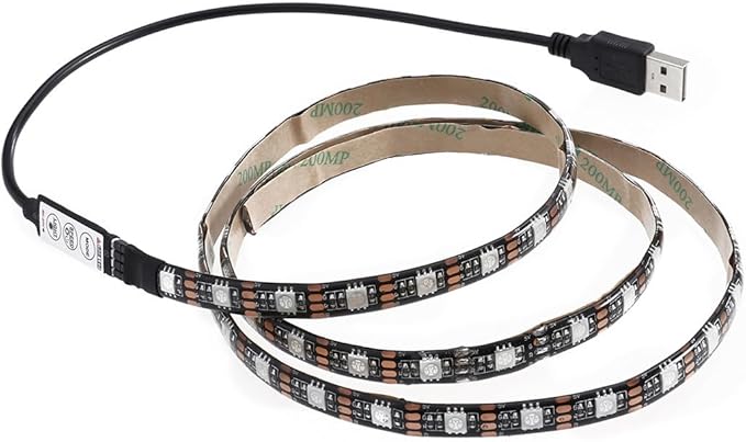 Uonlytech 39.37In Waterproof Flexible RGB Led Strip Light with USB Control Cable Adhesive Backing for Tv Closet Outdoor Decorative Lighting