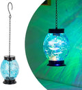 Solar Hanging Lanterns Outdoor, Waterproof Solar Glass Lights, Color Changing Led Lamp Light for Garden Yard Tree Home Xmas Decor, Blue