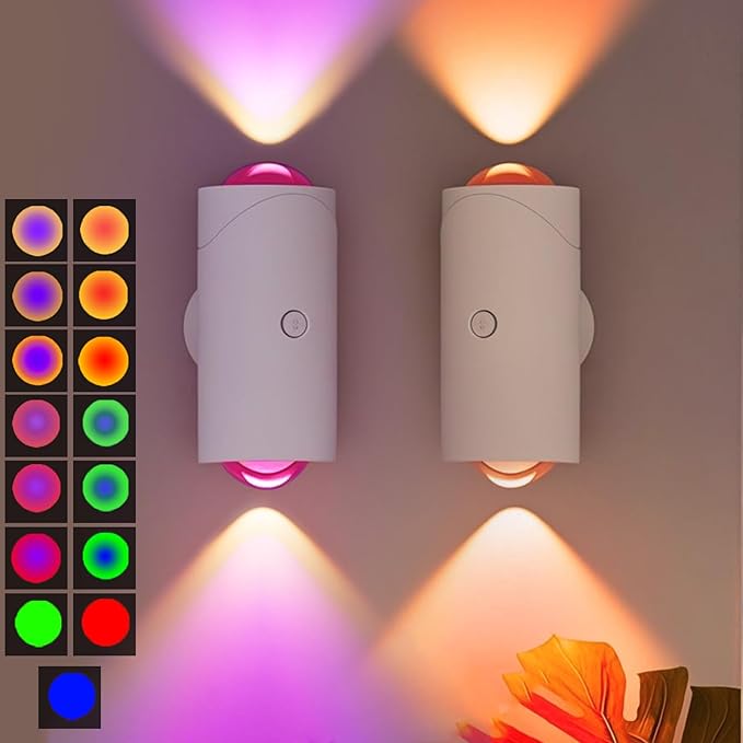 LED Wireless Wall Sconce with Color Changing, Motion Sensor Light Indoor, 1500mAh Rechargeable Battery Operated Wall Sconces for Bedroom Bedside Hallway Courtyard Doorway (white - 2 pack)