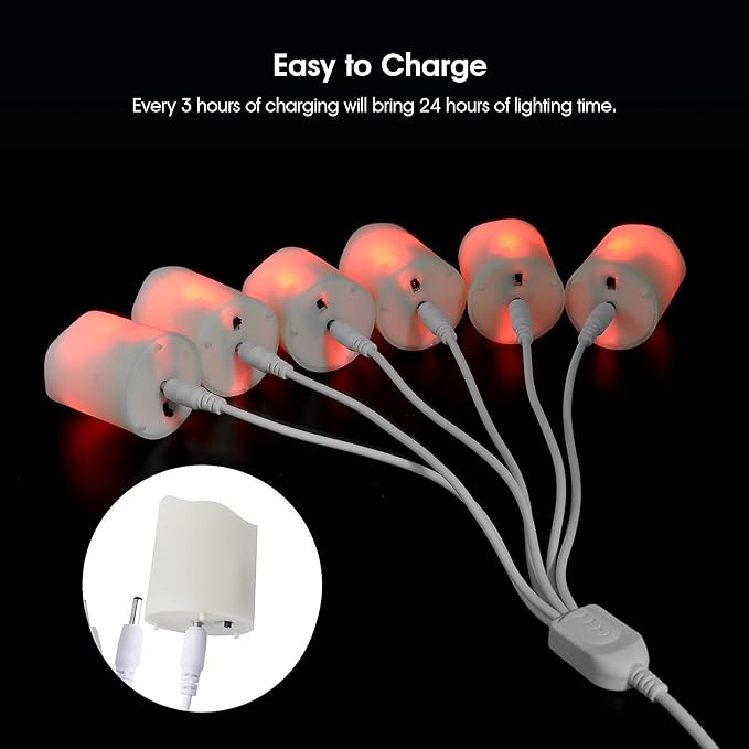 Rechargeable Flameless Tea Lights Candles with Timer & Remote, 12pcs RGB Color Changing Electric Fake Candle with 2 USB Charging Cables, Realistic Flickering LED Christmas Decoration Candles for Home