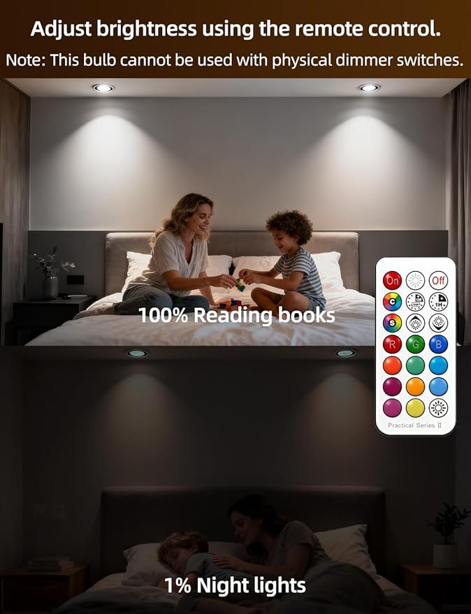 ILC Par16 LED Light Bulbs 40 Watt Equivalent Color Changing E26 Screw 45°, 12 Colors Dimmable Daylight White 5000K RGB LED Spot Light Bulb with 5W Remote Control,(Pack of 4)