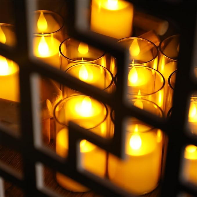 Topstone LED Pillar Candles with Remote Control - 3" x 2" Flameless Battery Operated Candles,Timer & Dimmer, Warm Yellow Flickering Light for Home Decor, Wedding, Centerpiece (12 Pack)