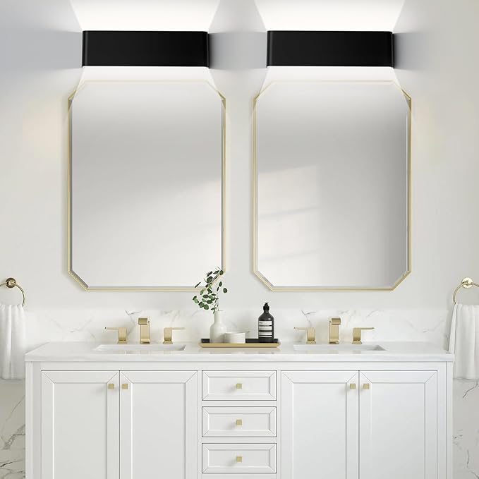 Modern LED Wall Sconce, 20W Dimmable 5CCT (3000K-6500K), Upper and Lower Illuminated Wall Sconce, for Bedroom, Living Room, Hallway, Vanity Lights (15 Inch - Matte Black 1 Piece)
