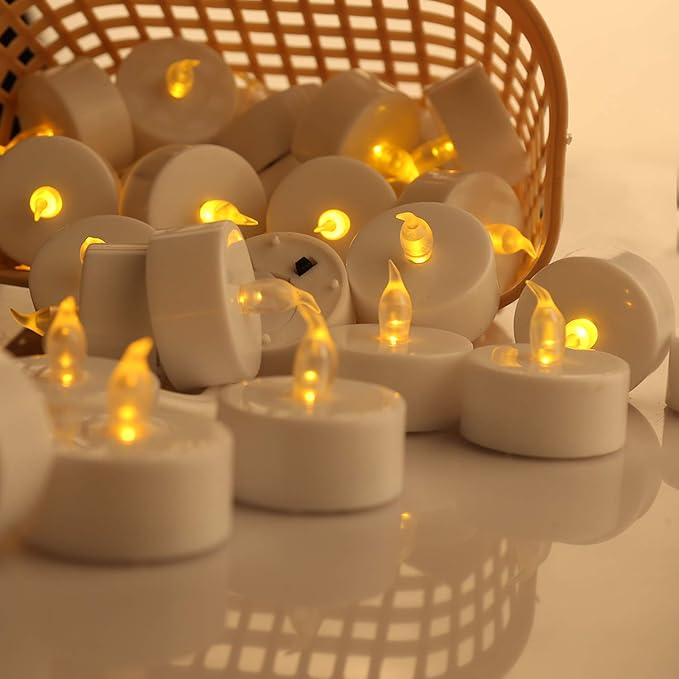 200Pack Battery Tea Lights Candles - LED Tea Lights Realistic Bright Flickering Holiday Gift Operated Flameless LED Tea Light for Festival& Celebration Warm Yellow Battery Powered(sets of 100*2)
