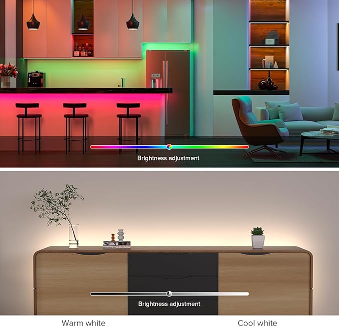 BTF-LIGHTING FCOB IP66 RGBW 4000K COB LED Strip 16.4FT DC24V Color Changing Flexible High Density Multicolor Light 12mm Width for Home Indoor Decor(No Adapter or Controller)