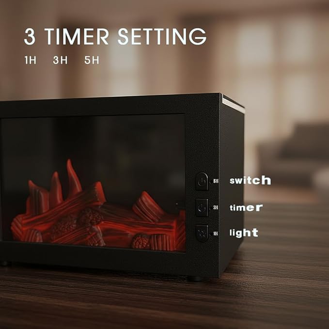 Fireplace Diffusers with 3 Essential Oils Set,Color Flame Aroma Essential Oil Diffuser with Remote Control,300ml Small Humidifier for Home Room Decor Gift for Women (Black)