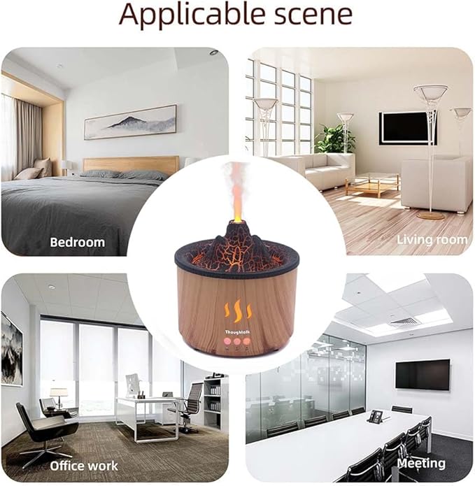 Volcano Essential Oil Diffuser & Humidifier for Bedroom, 400ml Cool Mist Aromatherapy Diffuser with 5 Night Light Modes, Small Ultrasonic Quiet Humidifier for Office, 36H Ultra-Long Time, Volcano Lamp