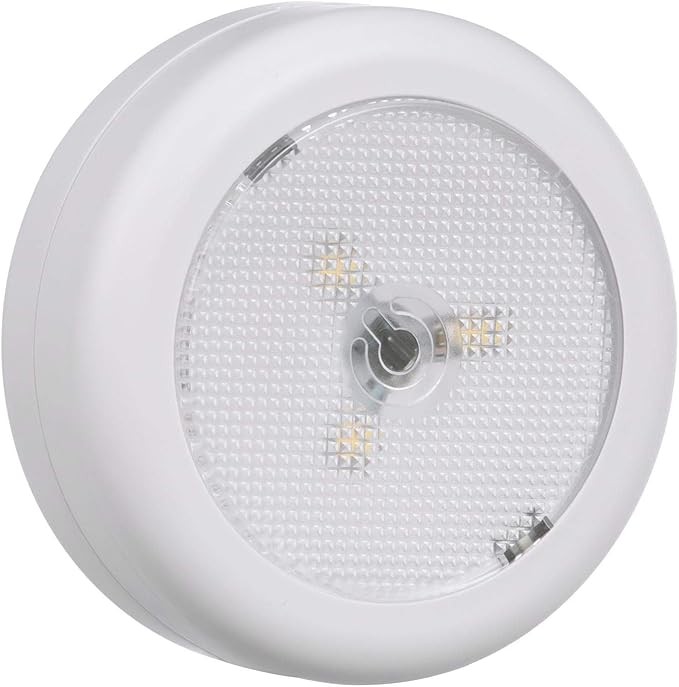 Ecolight 6-Pack 3-Inch Battery-Operated LED Puck Lights with IR Remote, 40 Lumens Each, Dimmable, Timer Settings, Molded White, Wireless Under-Cabinet Lighting