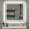 LED Bathroom Mirror 36x36 Inch Anti-Fog Bathroom Mirror with Lights, Wall Mounted Lighted Vanity Mirrors, Dimmable, Backlit + Front Lit, Smart Bathroom Vanity Mirror with 3 Colors Temperature