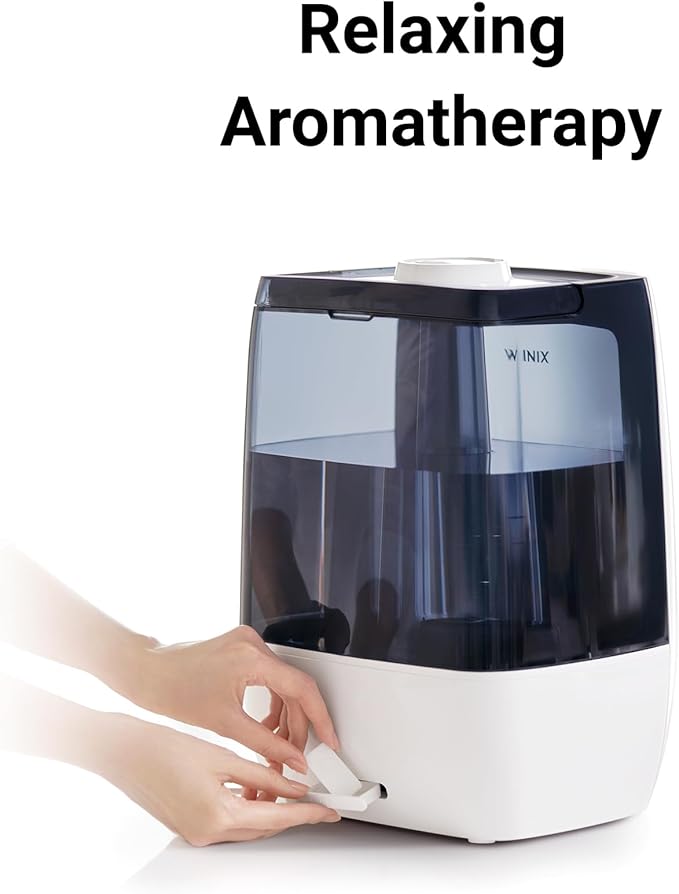 Winix L201 Large Room 2-Gallon Ultrasonic Humidifier - Warm & Cool Mist, 120-Hour Runtime, Adjustable Humidistat, Dual 360° Mist + Demineralization Capsules and Aromatherapy Pads Included