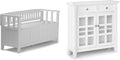 SIMPLIHOME Acadian Solid Wood 48 inch Wide Storage Bench that Seats 2 and 36 inch Wide Storage Cabinet in White for the Living Room, Entryway, and Family Room, Transitional Style