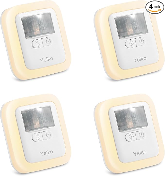 Yelko Night Light Plug In, 200LM Super Bright Nightlihts Plugin, Dimmable LED Night Light with 10 Brightness Levels Adjustable, Soft Warm White Motion Sensor Lights for Corridor, Stair, Gargae,hallway