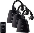 HBN Outdoor Wireless Remote Control Outlet Plug,Weatherproof Heavy Duty Power Strip,Indoor Electrical Plugs for Light Switch,6-inch Cord,100ft Range, ETL Listed(15A,Dual 3-Prong Outlets,3Packs)
