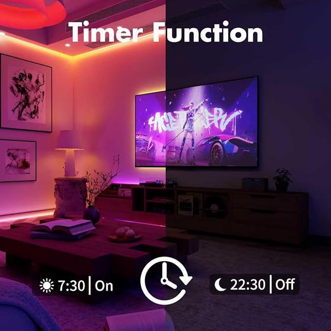 Smart IC RGB Strip Lights, 32.8FT LED Lights Multiple Colors on One Line, App+Remote Control, Timing, Multimodal, Music Sync, Color Changing Lights for Bedroom, Party Home Decor