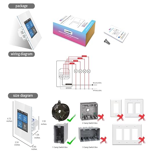 LANBON L8 LCD Smart Light Switch 4 Gang Single Pole,No Dim,Need Neutral Wire,Touch 2.4G WiFi Night Light Smart Switch Work with Alexa/Google Home,Mesh Network No Offline for Whole Smart Home, L8-HS4
