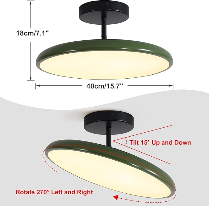 KCO Lighting Vintage Green Flush Mount Ceiling Light Black Semi Flush Mount Ceiling Light Mid Century Modern Entryway Ceiling Lamp LED Hallway Ceiling Lights Fixtures