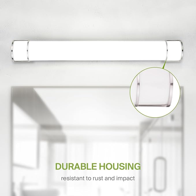 ASD LED 48" Vanity Flush Mount Light Fixture, Linear Bathroom Lighting Bar | 3CCT, Dimmable, Energy Star, ETL Listed | 35W 3200LM 3000-5000K 120V | Long Tube Bath Wall Sconce Over Mirror | Nickel