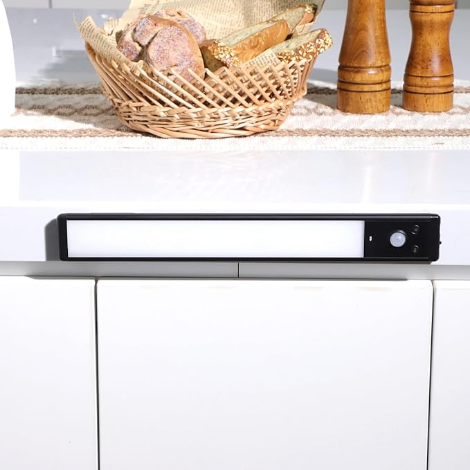 Smart Under Cabinet Lights Motion Sensor 4 Led Strips Kitchen Reading Lights Motion Activated Black