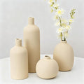 Beige Ceramic Vase Set of 4, Modern Neutral Colors Home Decor, Rustic Farmhouse Decorative Flowers Vases for Bouquet, Pampas | Table Mantel Centerpiece Bookshelf Living Room Bedroom (Beige)