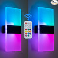 LED Wall Lights for Room Decor, Battery Operated Wall Sconce Set of 2, Remote Control, Dimmable, Rechargeable, Cordless Wall Lamps for Bedroom