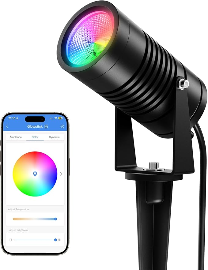 Smart Landscape Lights, APP Controlled RGBCW Color Changing Spot Lights, IP65 Waterproof 24V Low Voltage Outdoor Spotlights for Garden Yard Pathway Holiday Decor (No Adapter)