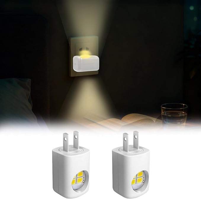 LED Wall Socket Night Light,Plug-in Night Light Motion Sensor,Mini Plug-in Energy Efficient Compact Nights Lamp Automatic Soft Warm White,360° Adjustable for Bedroom Bathroom Stairs Hallway (White)