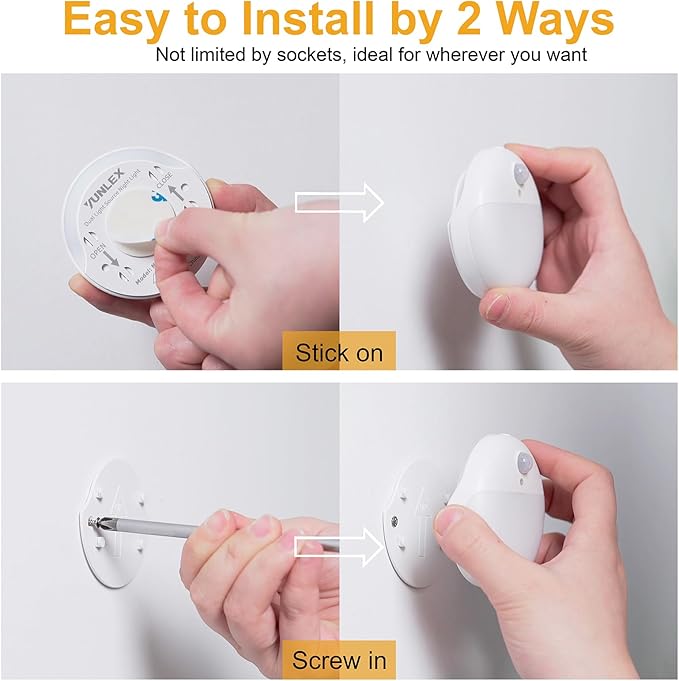 4 Pack Stair Lights Indoor, 2.6" Small Stick on Lights, Dimmable Motion Sensor Night Light, 3 Light Modes, Portable Battery Night Light for Corners, Cabinet, Toilet, Bedroom, Kids, Warm White