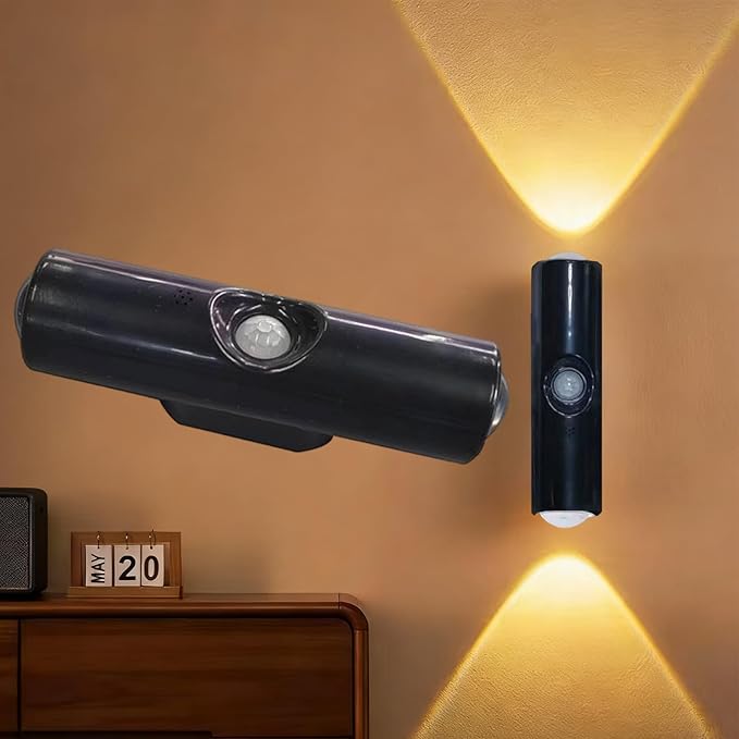 Rechargeable Smart LED Motion Sensor Ambient Light, Punch-Free Color Changing Motion Sensor Light for Stairs, Wardrobe, Cabinet (1Pc,Black, 3 Colors)