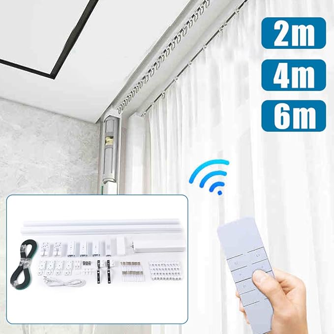 Automatic Curtain Opener with Hover Function,Smart Electric Curtain Opener Rod with Remote Control,Curtain Motor Track System (19.68ft)