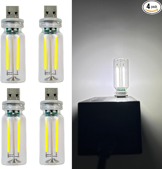 Dimmable USB Touch Control Led Lights, Glass Car Lights Interior, White Interior Car Lamp, Retro Led Night Light Ambient Lighting, USB Mood Lamp for Bedroom Hallway