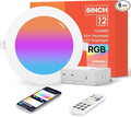 12Pack 6Inch Smart LED RGB Recessed Lighting ,Color Changing Canless Downlight,2700K-6500K, 2.4GHz Wi-Fi & Bluetooth,12W 1200lm,Works with Tuya App,Alexa & Google Assistant,Gateway Included