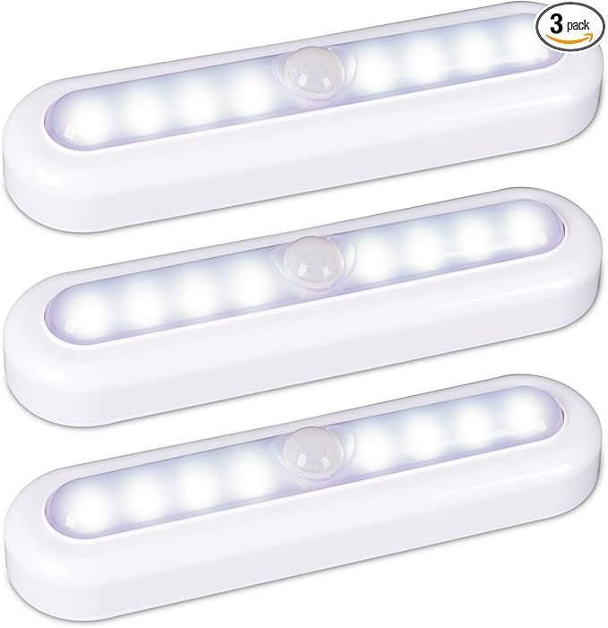 STAR-SPANGLED 3 Pack 7” Motion Sensor Lights Indoor Battery Operated, Stick on LED Light for Closet, Stairs, Under Cabinet, Cool White