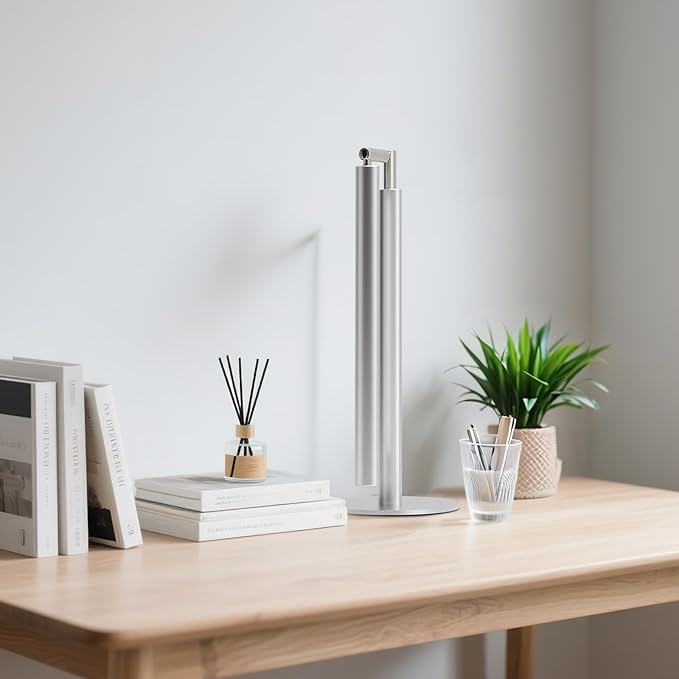 Metal Desk Lamp for Home Office - 16'' Foldable LED Desk Light for Reading, 4 Color Temps, 15W 1200Lm Dimmable Table Lamp with Flexible Arm, Task Lamp for College Dorm Study Painting, Silver