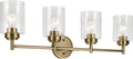 Kichler Winslow 30" 4-Light Vanity Light with Clear Seeded Glass in Natural Brass for Bathroom Vanity, Luxe Industrial, (30" x 9.25"), 45887NBR
