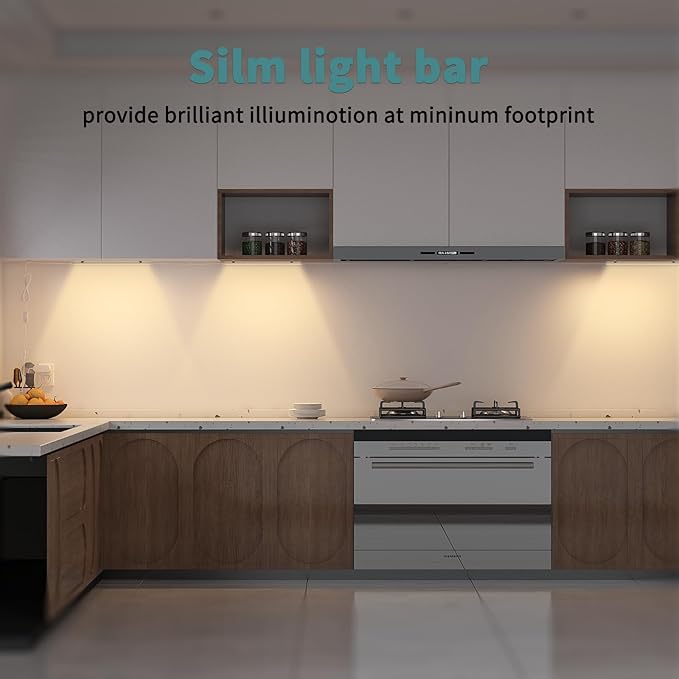 ASOKO Dimmable LED Under Cabinet Lights Warm White 2700K, 3 Pcs 12" Linkable Cabinet Lighting Plug in, 24V ETL Listed Plug, Led Closet Light Bars for Kitchen Counter, Shelf, Bookcase, Showcase etc