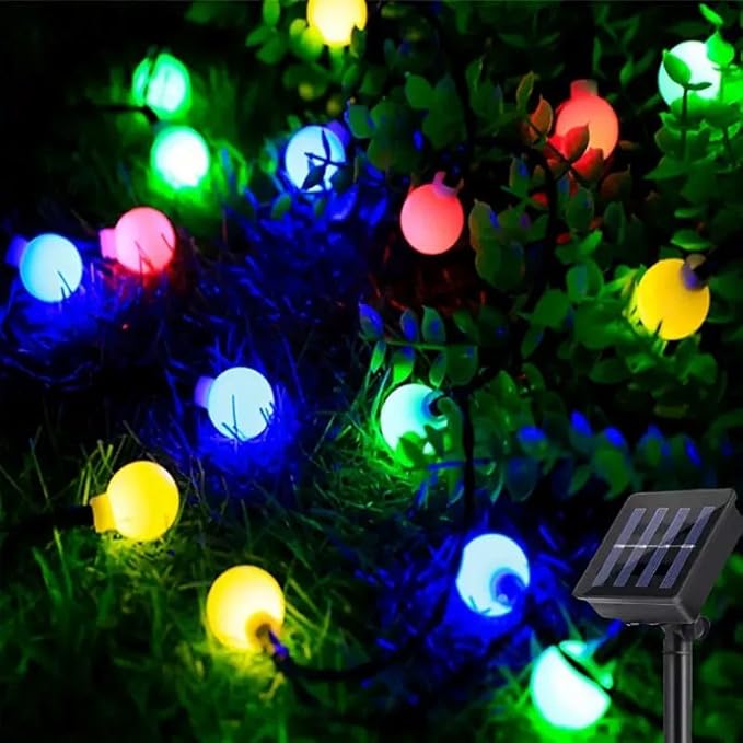 Solar String Lights Outdoor Waterproof, 30 LED 9.8Ft Total, Solar Powered Globe Patio Lights with 8 Lighting Modes for Garden Yard Porch Wedding Party Decor (Multicolor)