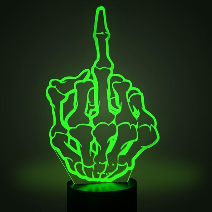 Optical Illusion 3D Middle Finger Night Light 16 Colors Changing USB Power Remote Control Touch Switch Decor Lamp LED Table Desk Lamp