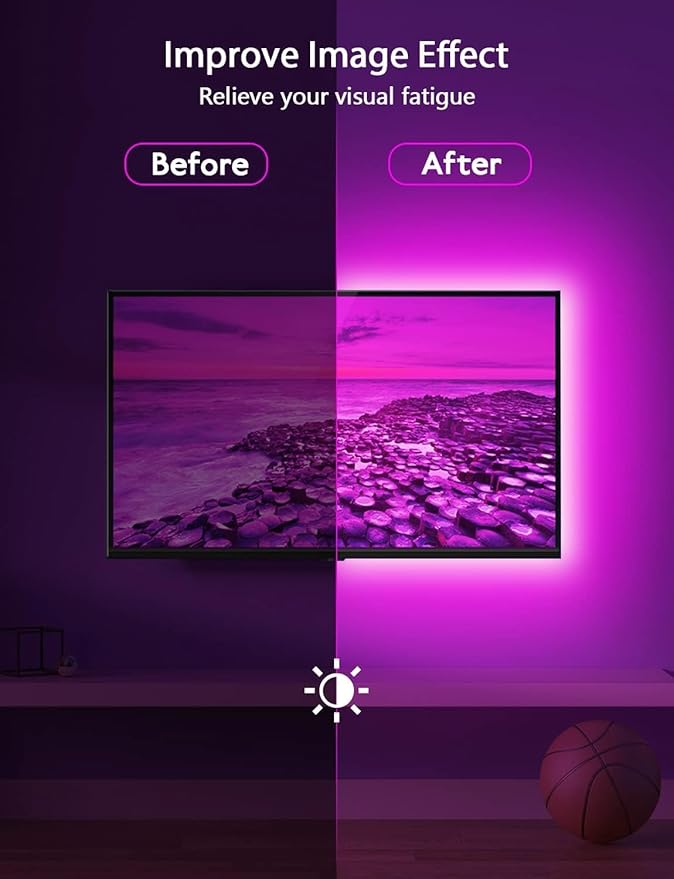 MATICOD LED Lights for TV, 16.4ft RGB Strip Lights for TV Behind 50-70in TV, Bluetooth APP Remote Control Music Sync TV Backlight for Bedroom Gaming Room