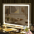 FENCHILIN Vanity Mirror with Lights 32” x 23” Hollywood Makeup Mirror with Light Strip Smart Touch Control 3 Colors Dimmable Light Strip & 10X Magnification White