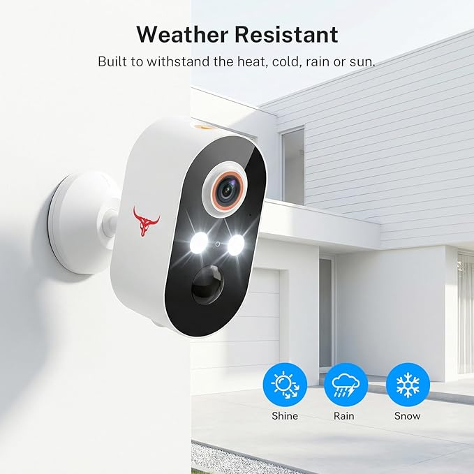 1080P Wireless Security Camera Outdoor/Indoor, Rechargeable Battery Powered, AI Detection, Color Night Vision, 2-Way Audio, Water Resistant, Wi-Fi