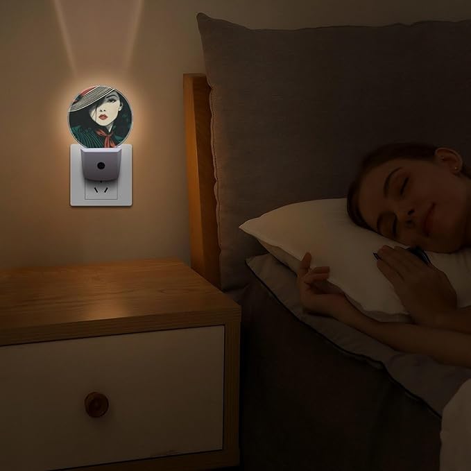 Plug in Night Light with LED & Smart Light Sensor, Stripe Concerto Auto-On/Off Night Lights Plug Into Wall for Bedroom, Bathroom, Hallway, Stairway