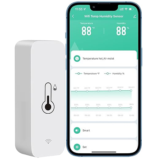 PHOVOLT WiFi Thermometer Hygrometer Sensor, Wireless Smart Temperature Humidity Monitor with Remote App Notification Alert, for Home, Greenhouse (1 Pack)